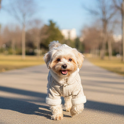 Zarif Desenli & Peluş Detaylı Köpek Parkası