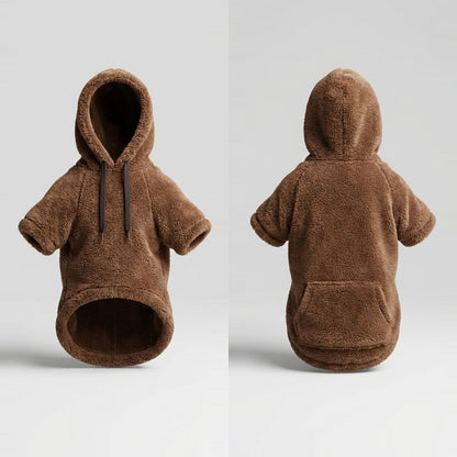 Peluş Kapüşonlu Köpek Kıyafeti - Kahverengi