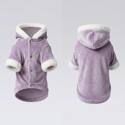 Soft Peony Gri Kadife & Beyaz Kürk Detaylı Kapüşonlu Parka