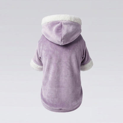 Soft Peony Gri Kadife & Beyaz Kürk Detaylı Kapüşonlu Parka